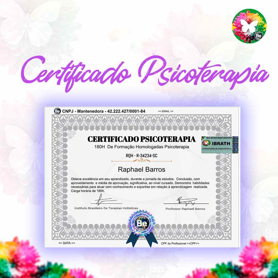 Certificado Físico Curso de Formación Profesional Psicoterapia