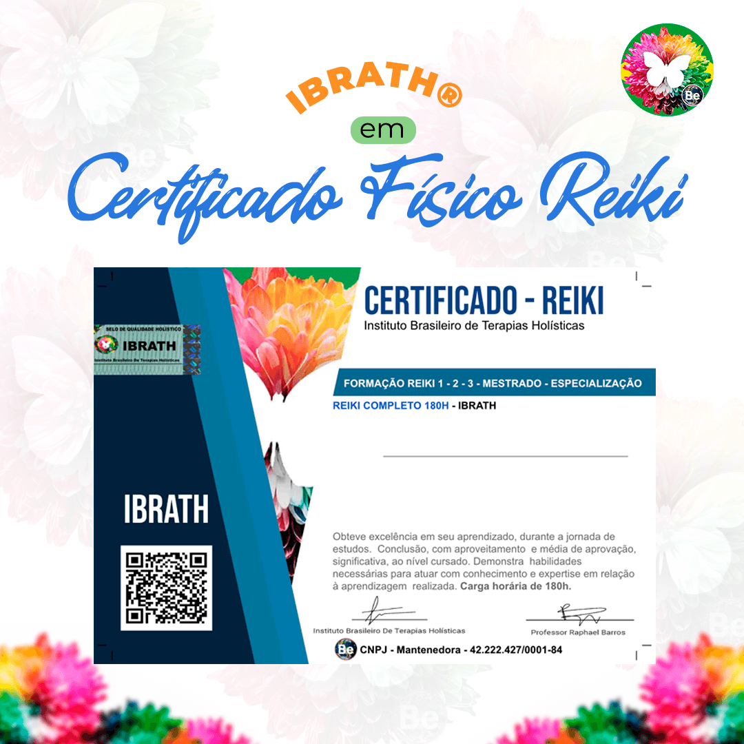 Certificado / Certificação internacional  / Reiki completo I, II e Mestrado